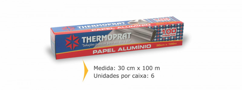 PAPEL ALUMÍNIO 30 X 100 METROS THERMOPRAT - 1 UNIDADE