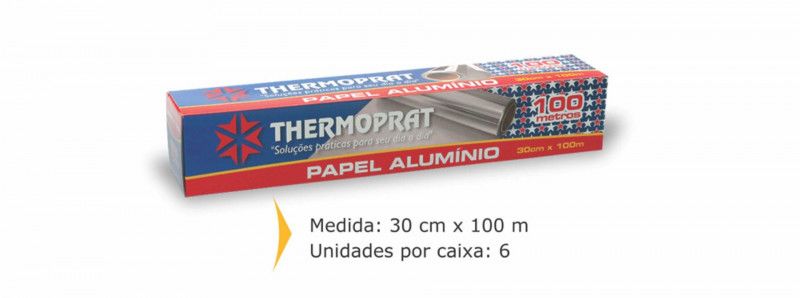 PAPEL ALUMÍNIO 30 X 100 METROS THERMOPRAT - 1 UNIDADE