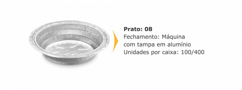 PRATO ALUMÍNIO NR 08 FECHAMENTO MÁQUINA THERMOPRAT - CAIXA C/ 100 UNIDADES