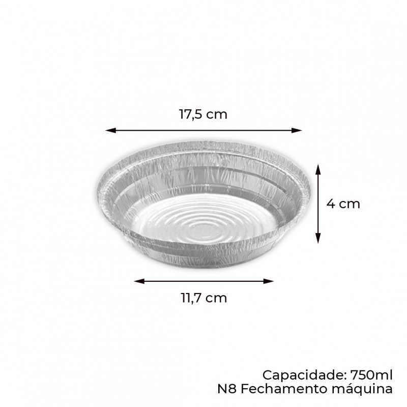 PRATO ALUMÍNIO NR 08 FECHAMENTO MÁQUINA THERMOPRAT - CAIXA C/ 100 UNIDADES