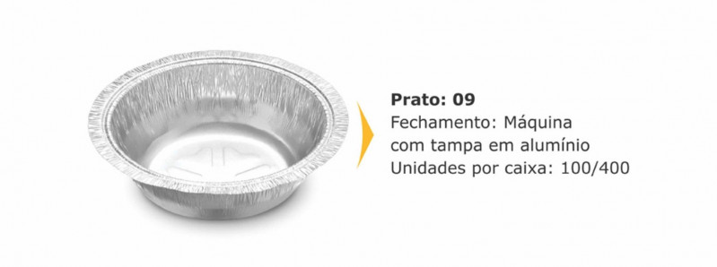 PRATO ALUMÍNIO NR 09 FECHAMENTO MÁQUINA THERMOPRAT - CAIXA C/ 100 UNIDADES