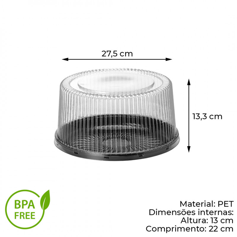 EMBALAGEM PARA BOLO/TORTA 27,5CMx13CM ALTA PRETA GALVANOTEK CX C/ 50 UN (G50MAPR) 