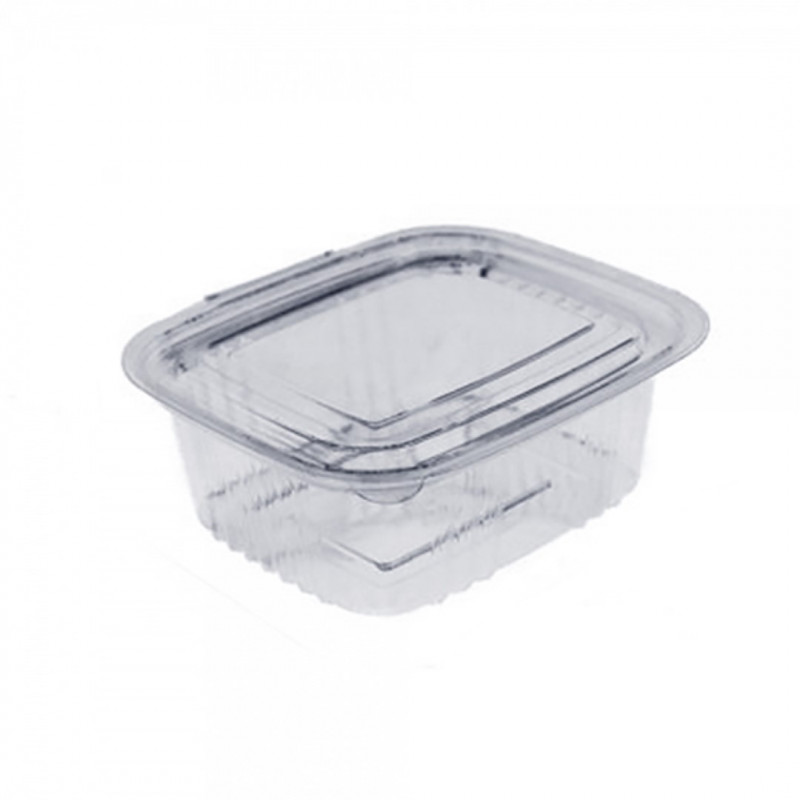 POTE RETANGULAR C/ TAMPA ARTICULADA 1000 ML 19CMx17CMx6,6CM CRISTAL GALVANOTEK CX C/200 UN (GA94TP)
