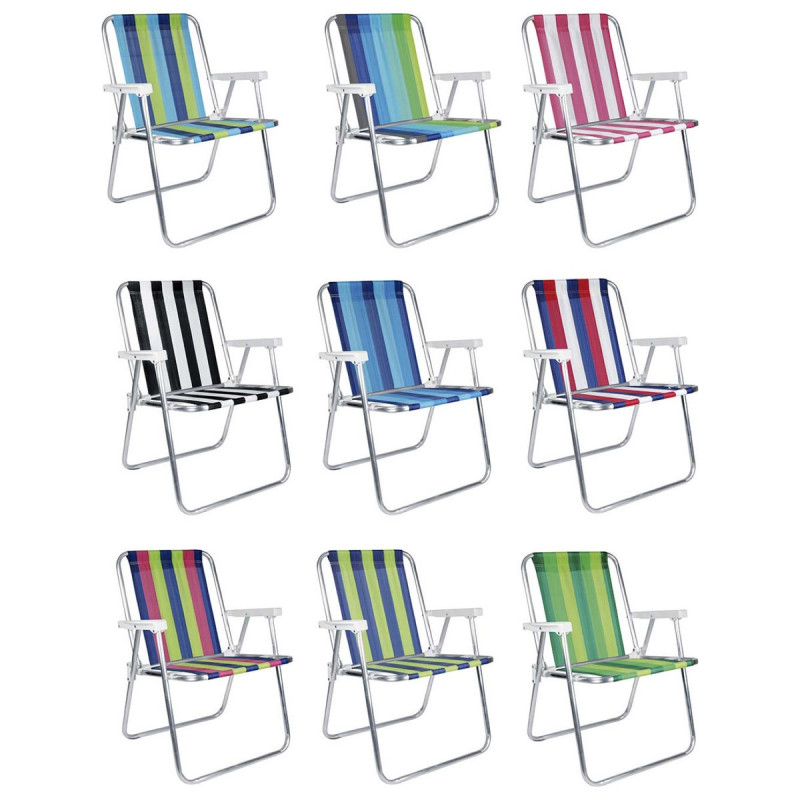 Cadeira De Praia Alta Em Alumínio Mor - Sortidas