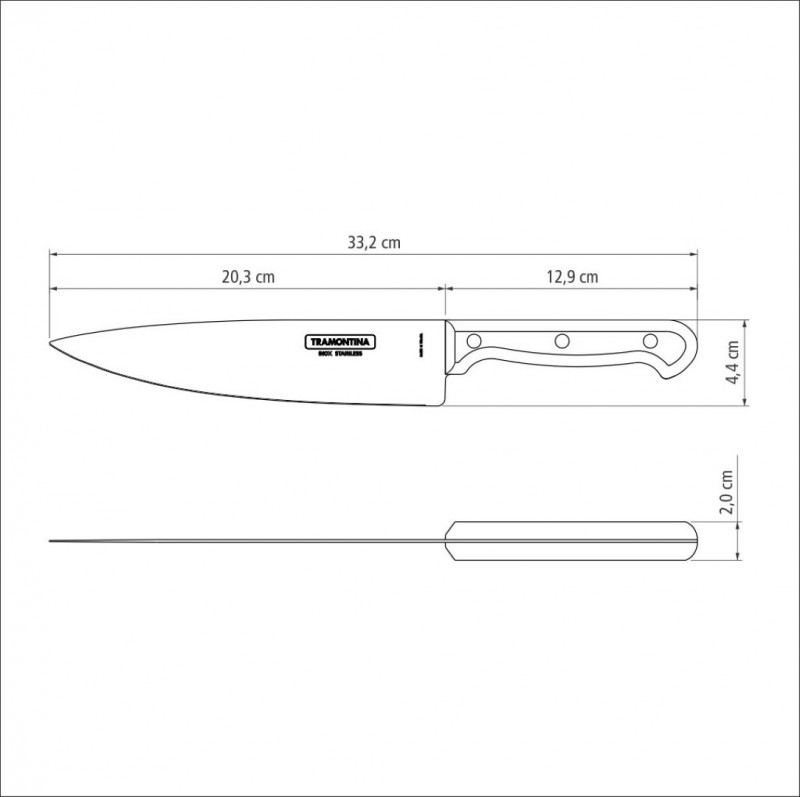 Faca Carne Churrasco Inox 8 Polegadas Ultracorte Tramontina