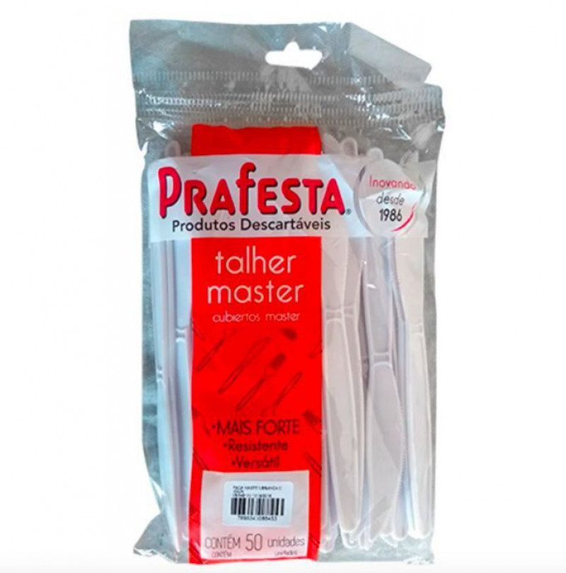 FACA PARA REFEIÇÃO MASTER PRAFESTA BRANCA CX C/ 500 UN (8845)