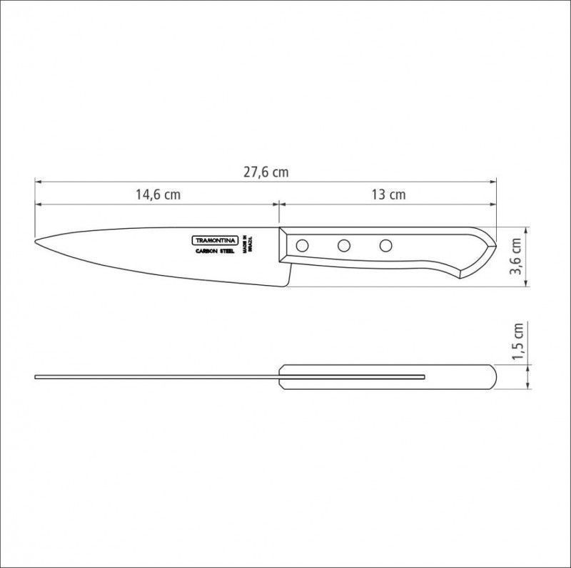 Faca Tramontina 8 Polegadas Aço Carbono Cabo De Madeira