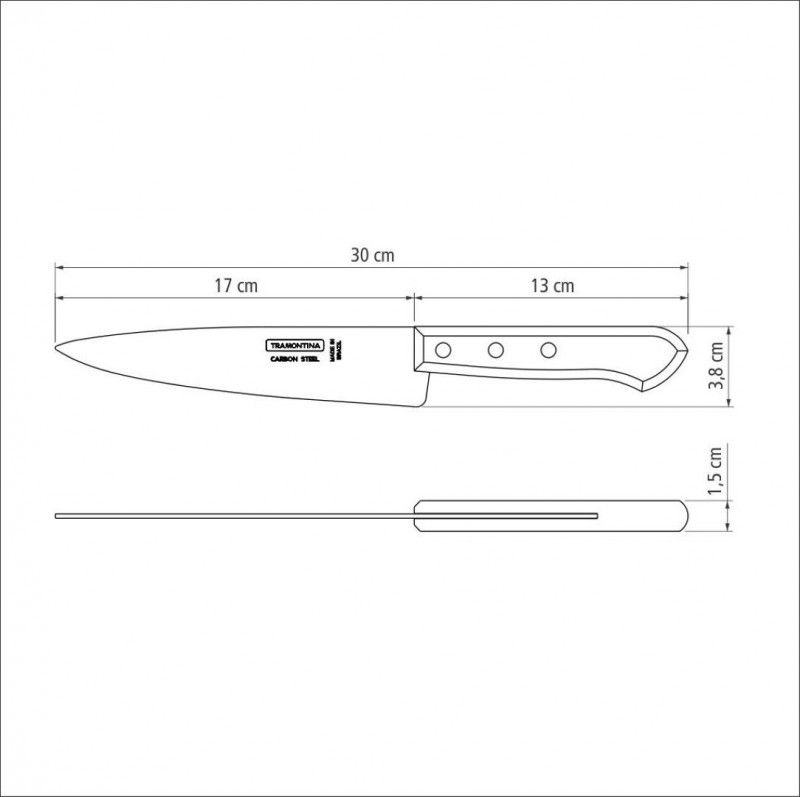 Faca para cozinha 7" Aço Carbono Cabo Madeira Tramontina