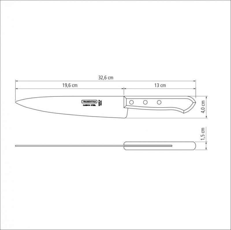 FACA PARA COZINHA EM AÇO CARBONO 8" TRAMONTINA