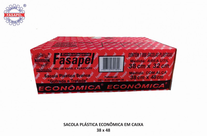 SACOLA PLÁSTICA 38X48 ECONÔMICA FASAPEL CX C/ 1000 UN