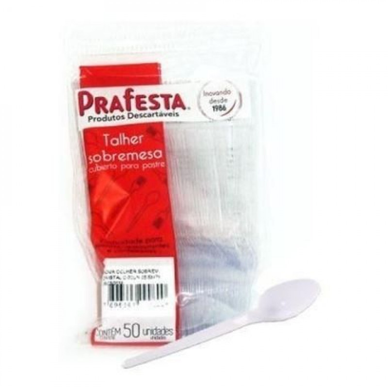 COLHER DE SOBREMESA PRAFESTA BRANCA A GRANEL CX C/ 1000 UN (8904)