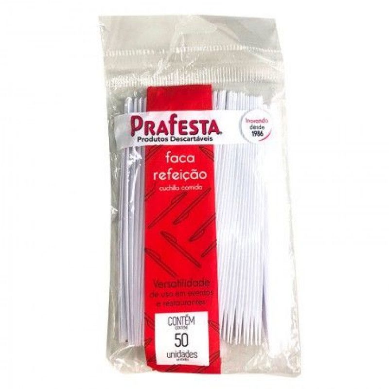 FACA PARA REFEIÇÃO PRAFESTA BRANCA PT C/ 50 UN (7054)