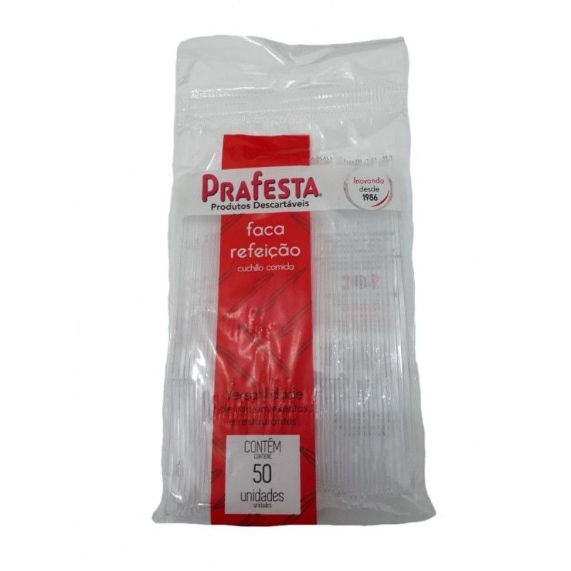 FACA PARA REFEIÇÃO PRAFESTA CRISTAL PT C/ 50 UN (7060)