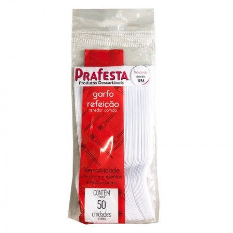 GARFO PARA REFEIÇÃO PRAFESTA BRANCO PT C/ 50 (7034)