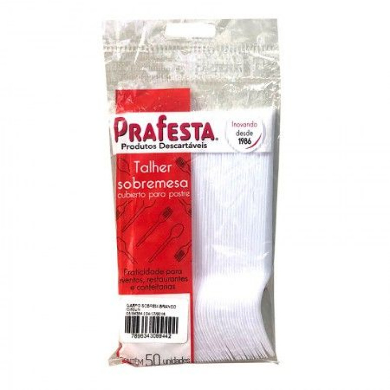 GARFO PARA SOBREMESA PRAFESTA BRANCO PT C/ 50 UN (9944)