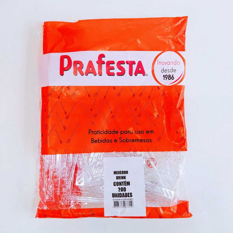 MEXEDOR DE DRINK PRAFESTA CRISTAL PT C/ 200 UN (8760)