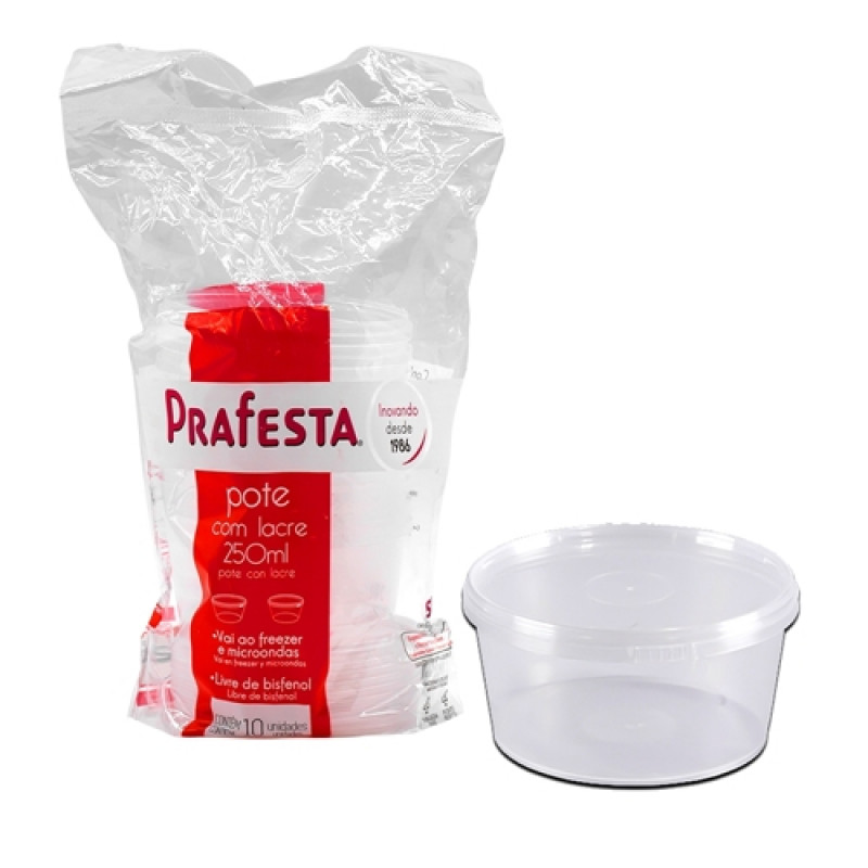 POTE REDONDO C/ TAMPA E LACRE 250 ML PRAFESTA PT C/ 10 UN (8801)