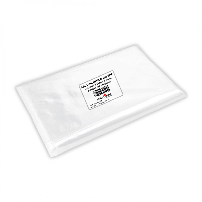 SACO PLÁSTICO BD 08CMx25CMx0,06 Mi 1 KG C/ 830 UN ZPP