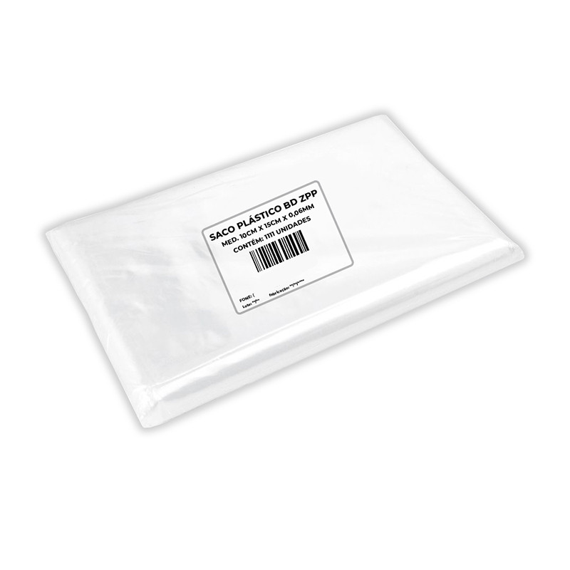 Saco Plástico Transparente BD 10X15X0,06 Aprox 1.111 UN 1Kg