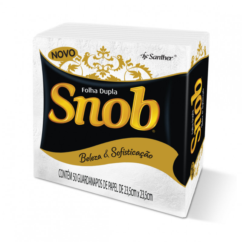 GUARDANAPO FOLHA DUPLA INTERFOLHADO 23X23 SNOB SANTHER PT C/ 50 UN (GGP23)
