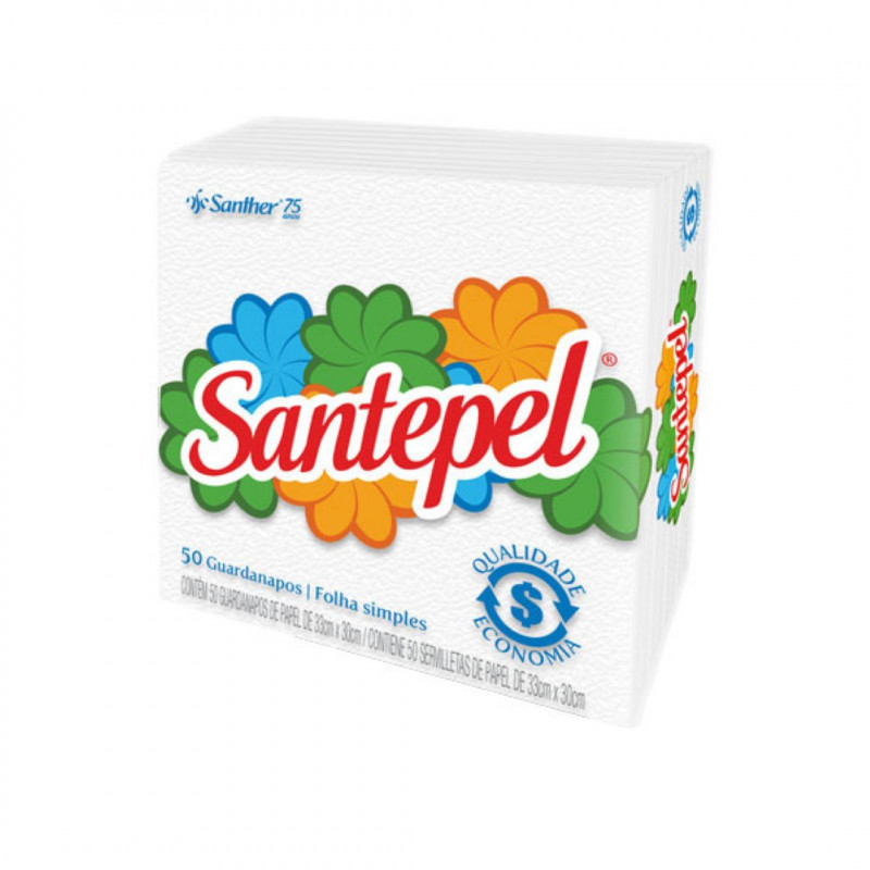 GUARDANAPO FOLHA SIMPLES INTERFOLHADO 33X30 SANTHER PT C/ 50 FOLHAS (GSP33)