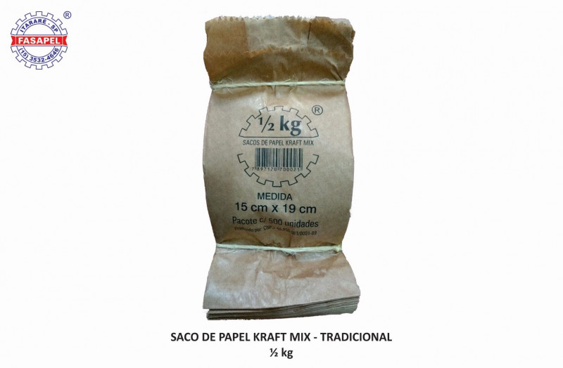 SACO KRAFT MIX 1/2 FASAPEL PT C/ 500 UN