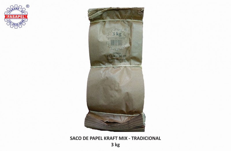 SACO KRAFT MIX 3 FASAPEL PT C/ 500 UN