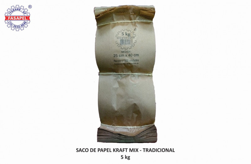 SACO KRAFT MIX 5 FASAPEL PT C/ 500 UN