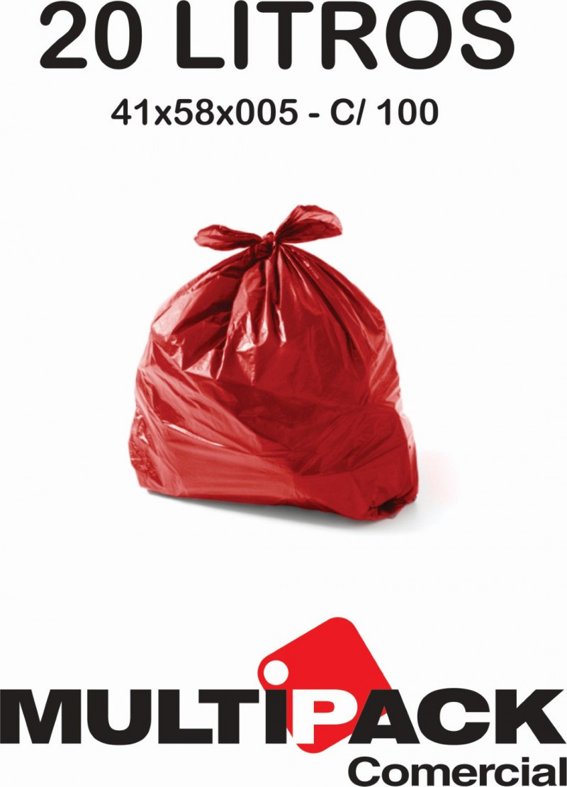 SACO DE LIXO 20 LITROS 41X58X005 MULTIPACK  - VERMELHO C/  100 UN