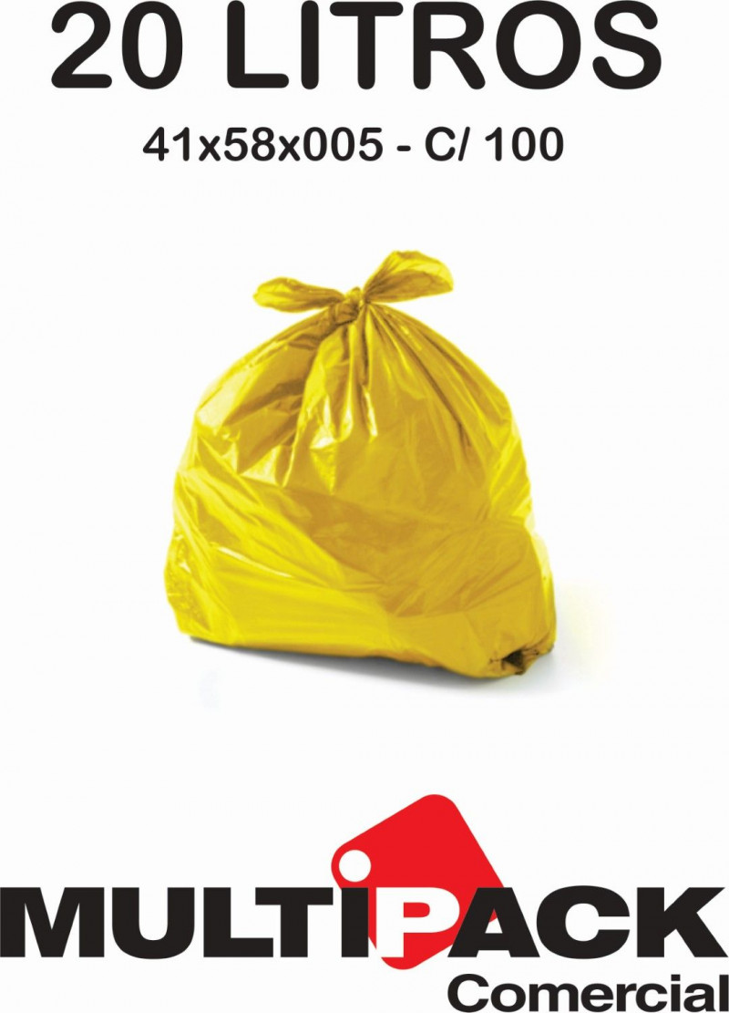 SACO DE LIXO 20 LITROS 41X58X005 MULTIPACK - AMARELO C/ 100 UN