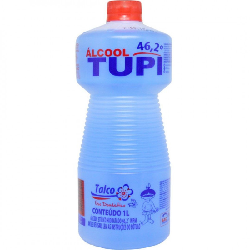 ALCOOL LIQUIDO 46,2% 1 LITRO PERFUMADO TALCO TUPI C/ 1 UN (1.210)