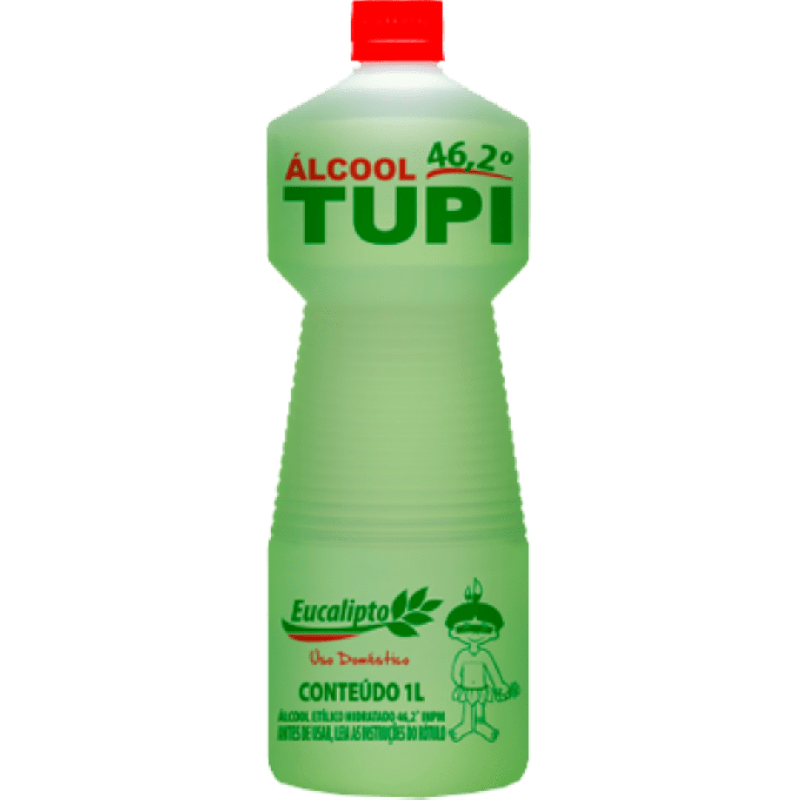 ALCOOL LIQUIDO 46,2% 1 LITRO PERFUMADO EUCALIPTO TUPI CX C/ 12 UN (1.115)