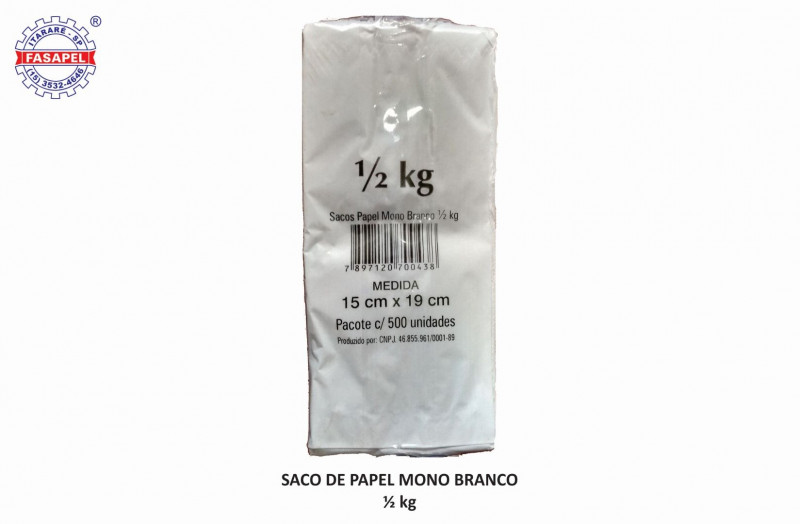 SACO DE PAPEL MONO 1/2 FASAPEL PT C/ 500 UN