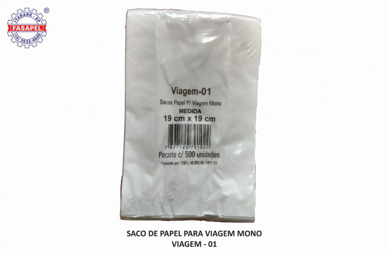 SACO DE PAPEL VIAGEM NR 1 MONO FASAPEL PT C/ 500 UN