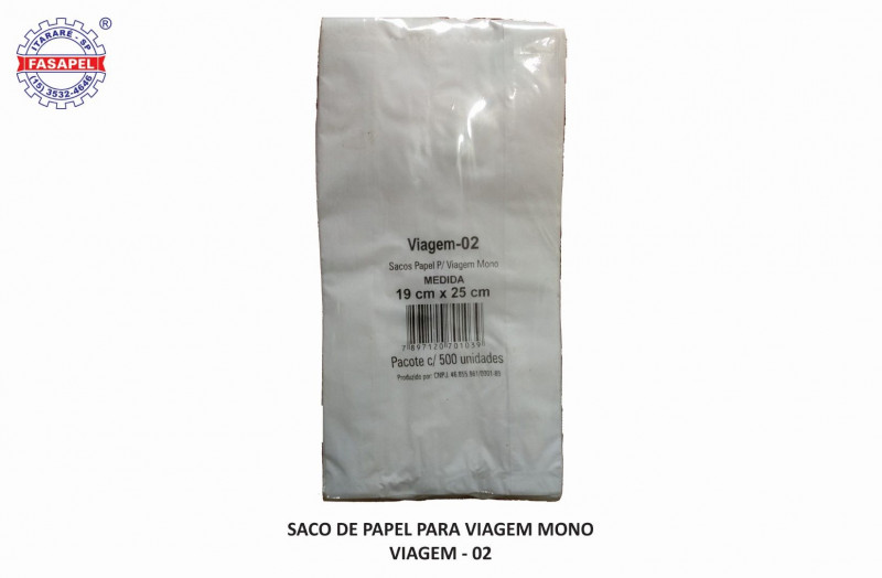 SACO DE PAPEL VIAGEM NR 2 MONO FASAPEL PT C/ 500 UN