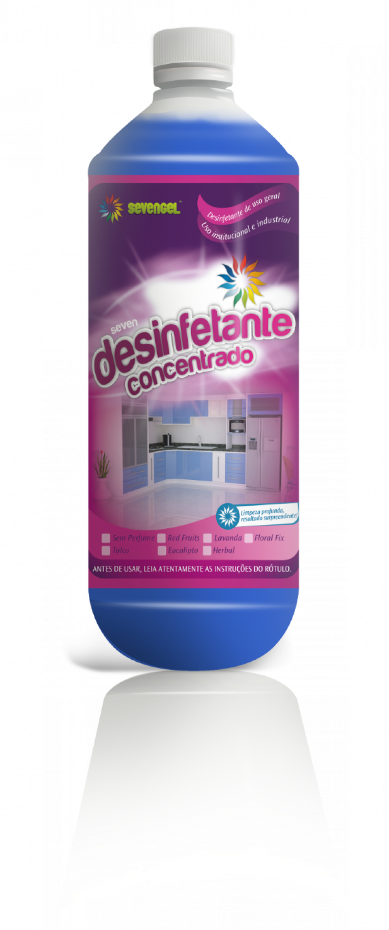 DESINFETANTE 1 LITRO CONCENTRADO FLORAL SEVENGEL CX C/ 12 UN (5283)