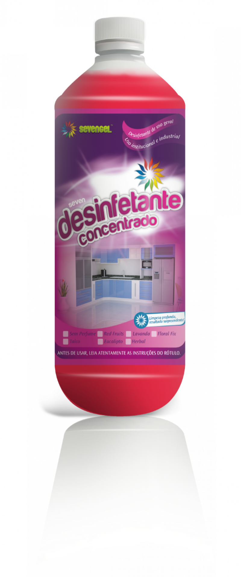 DESINFETANTE 1 LITRO CONCENTRADO RED FRUITS SEVENGEL CX C/ 12 UN (5295)