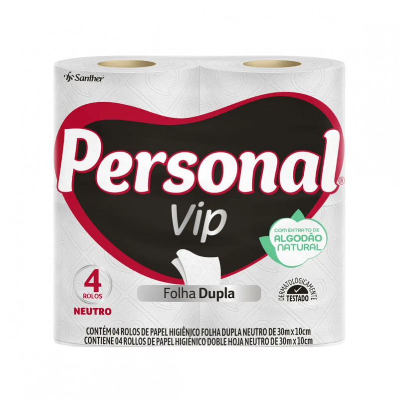 PAPEL HIGIENICO FOLHA DUPLA 30 MT PERSONAL VIP SANTHER PT C/ UN (PVN44)
