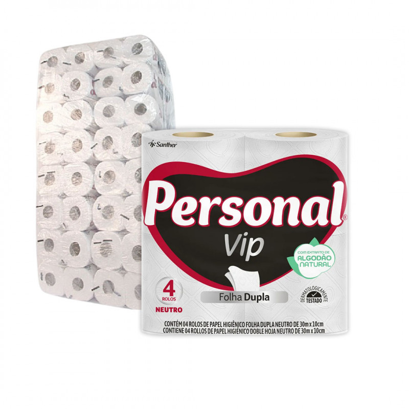 PAPEL HIGIENICO FOLHA DUPLA 30 MT PERSONAL VIP SANTHER FD C/ 64 UN (PVN44)
