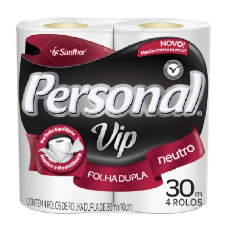 PAPEL HIGIENICO FOLHA DUPLA 30 MT PERSONAL VIP SANTHER FD C/ 64 UN (PVN44)