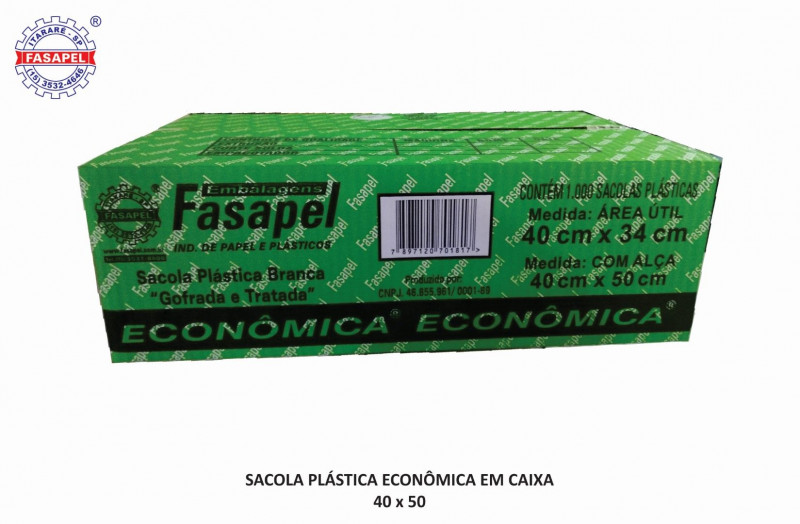  SACOLA PLÁSTICA 40X50 ECONÔMICA FASAPEL PT C/ 1000 UN