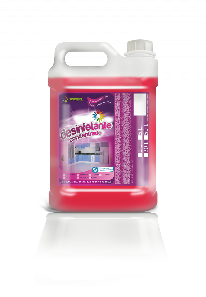 DESINFETANTE 5 LITROS CONCENTRADO RED FRUITS SEVENGEL CX C/ 4 UN (5296)