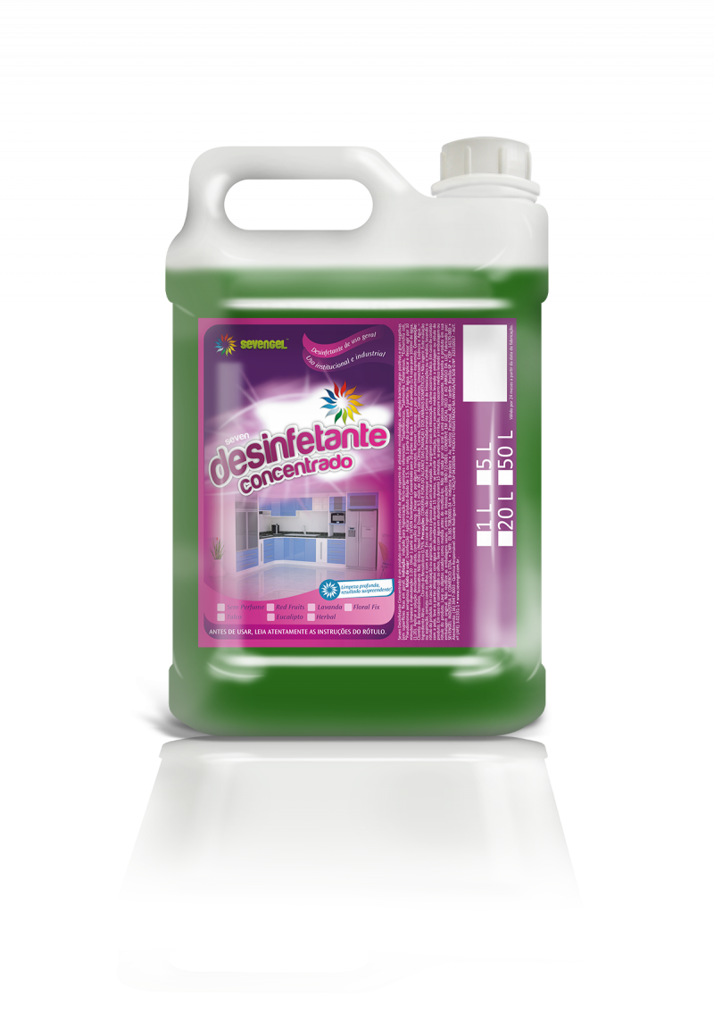 DESINFETANTE 5 LITROS CONCENTRADO HERBAL SEVENGEL CX C/ 4 UN (5286)