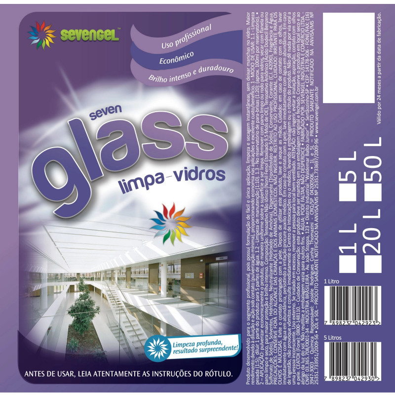 LIMPA VIDRO 1 LITRO GLASS SEVENGEL C/ 1 UN  (5493)