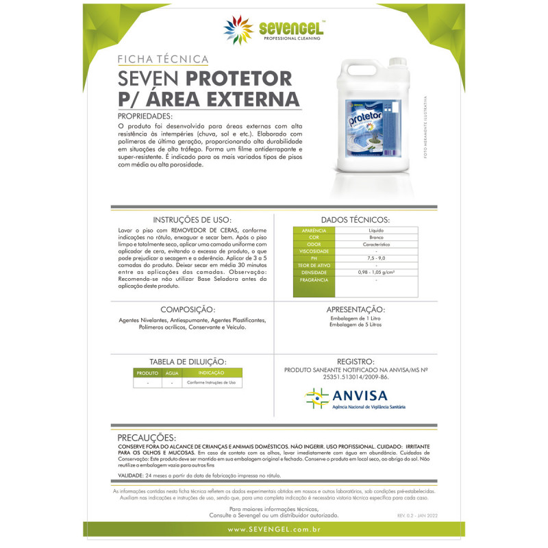 PROTETOR DE PISO 5 LITROS AREA EXTERNA SEVENGEL CX C/ 4 UN (5599)