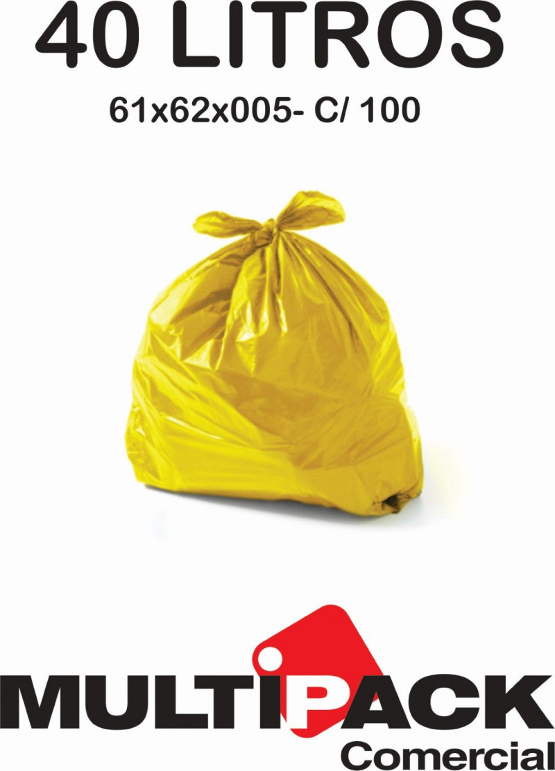 SACO DE LIXO 40 LITROS 61X62X005 MULTIPACK - AMARELO C/ 100 UN