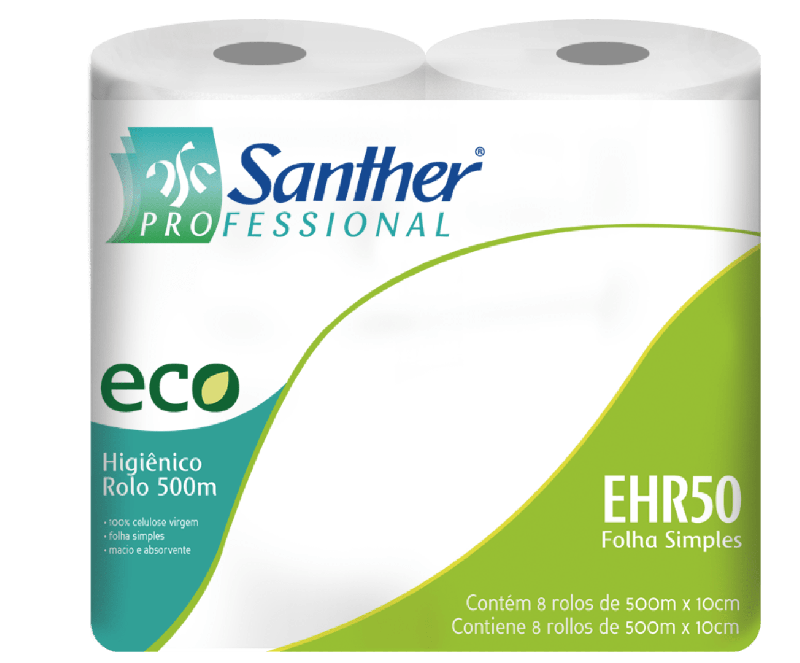 PAPEL HIGIENICO FOLHA SIMPLES 8X500 MT SANTHER (EHR50)