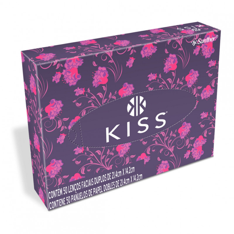 LENÇO FACIAL KISS SANTHER PT C/ 50 FOLHAS (LFA50)