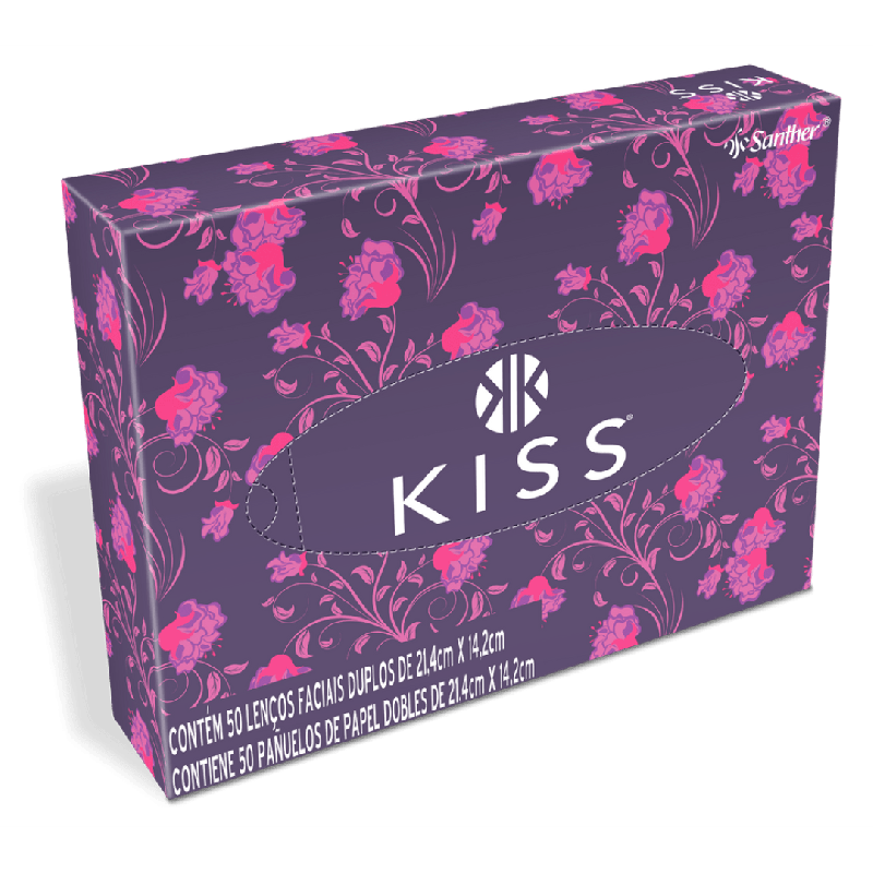 LENÇO FACIAL KISS SANTHER C/ 7 PT DE 50 FOLHAS (LFA50)