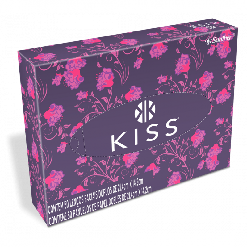 LENÇO FACIAL KISS SANTHER PT C/ 70 PT DE 50 FOLHAS (LFA50)